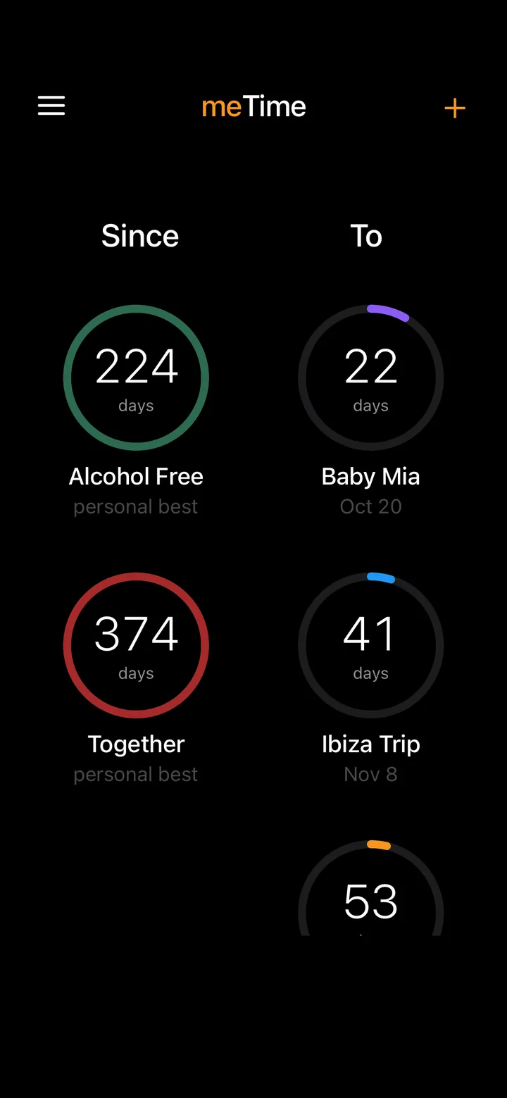 Days since and days until events